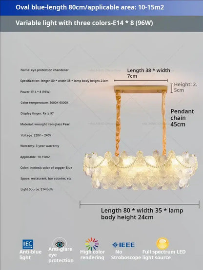 Postmodern lavender & white glass flower princess pendant light bedroom