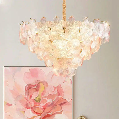 Postmodern lavender & white glass flower princess pendant light bedroom