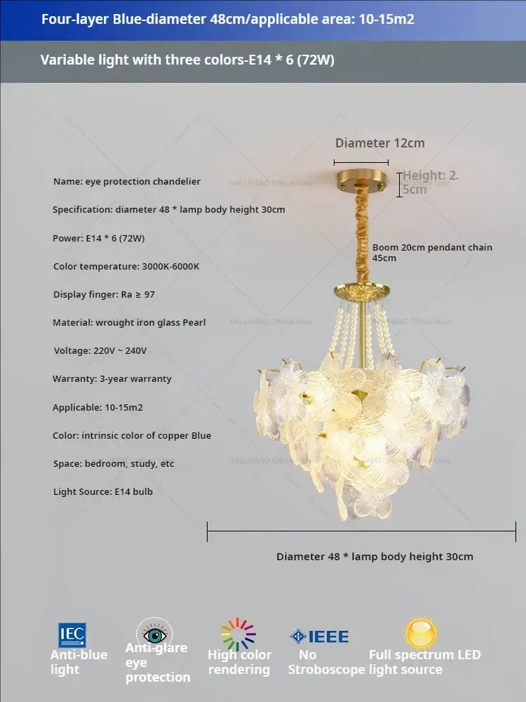 Postmodern lavender & white glass flower princess pendant light bedroom