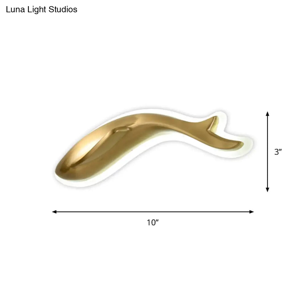 DecorBites™ Postmodern LED Brass Fish Flush Wall Sconce, 10"/12" Wide