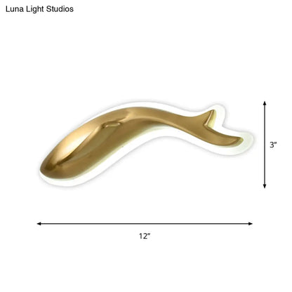 DecorBites™ Postmodern LED Brass Fish Flush Wall Sconce, 10"/12" Wide