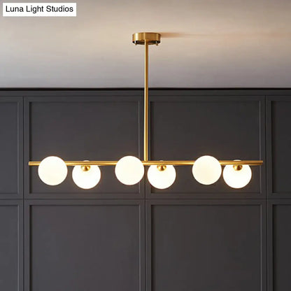 DecorBites™ Postmodern Linear Island Lamp - Glass Pendant Light in Brass for Dining Room