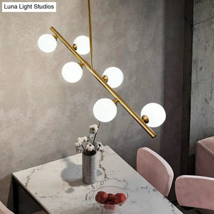 DecorBites™ Postmodern Linear Island Lamp - Glass Pendant Light in Brass for Dining Room