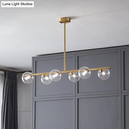 DecorBites™ Postmodern Linear Island Lamp - Glass Pendant Light in Brass for Dining Room