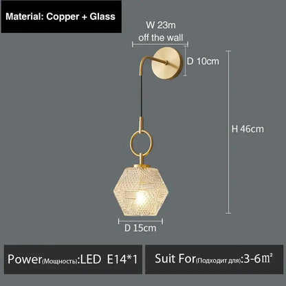 Postmodern luxury led wall lamp gold crystal sconce bedroom light