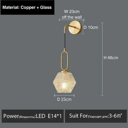 Postmodern luxury led wall lamp gold crystal sconce bedroom light