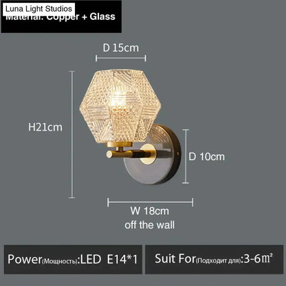 Postmodern luxury led wall lamp gold crystal sconce bedroom light