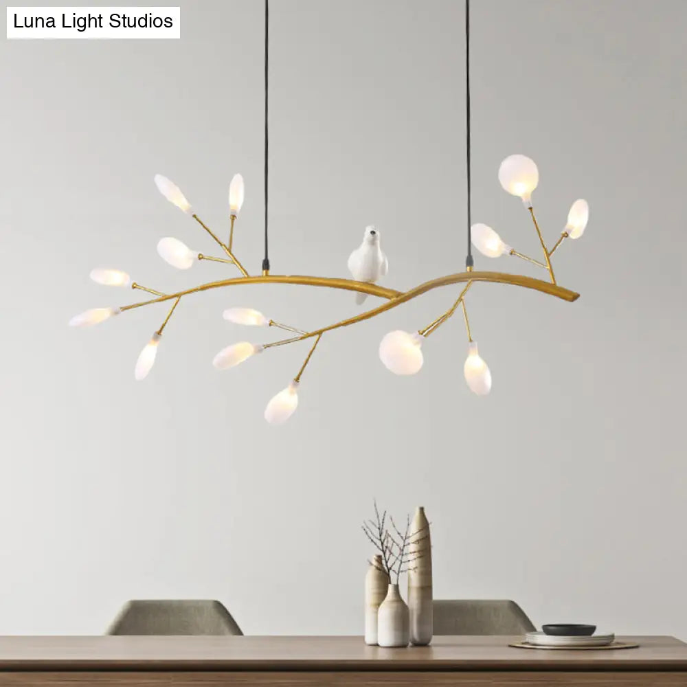 DecorBites™ Postmodern Metal Island Light with Bird and 15-Head Hanging Lamp for Restaurants