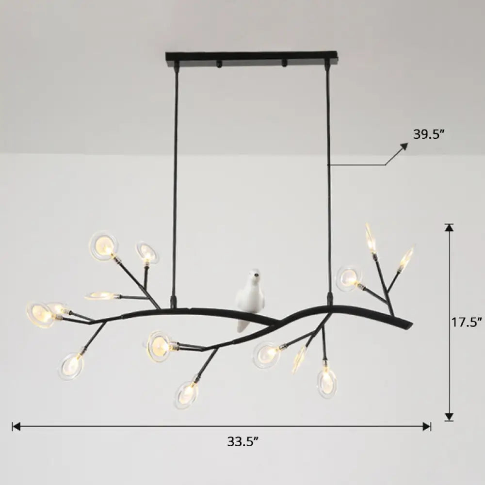 DecorBites™ Postmodern Metal Island Light with Bird and 15-Head Hanging Lamp for Restaurants