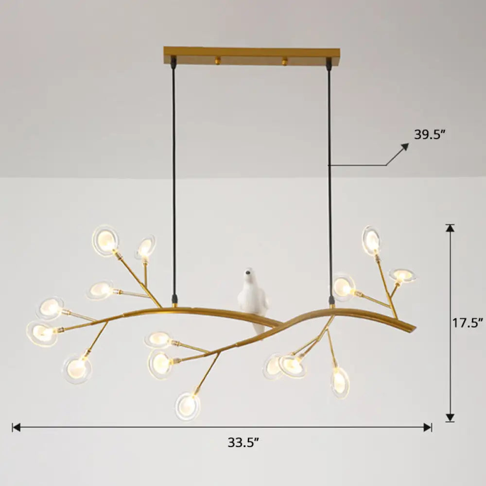 DecorBites™ Postmodern Metal Island Light with Bird and 15-Head Hanging Lamp for Restaurants