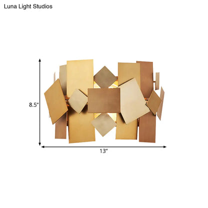 DecorBites™ Postmodern Metal Stacked Panel Sconce Light Fixture - 1 Light Gold Finish Wall Lamp for Living Room