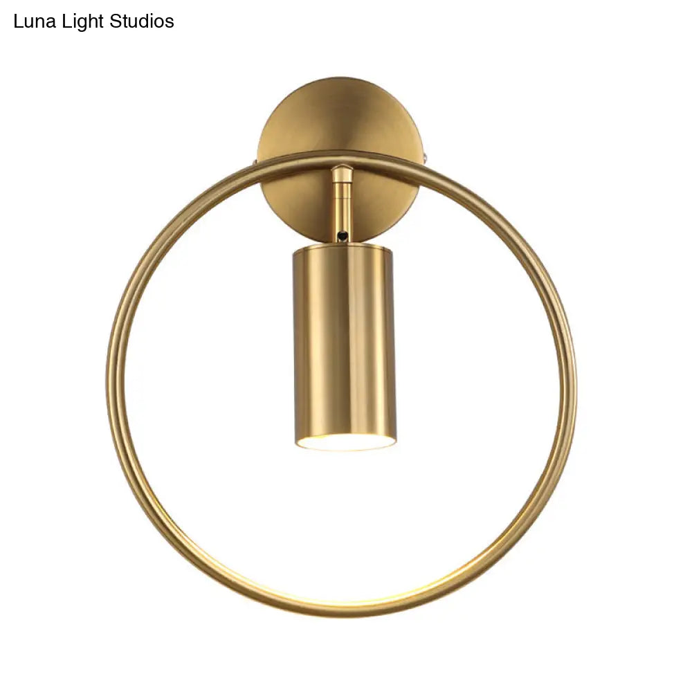 DecorBites™ Postmodern Metallic Wall Mount Sconce Light with Halo Ring - 1 Head Bedside Solution