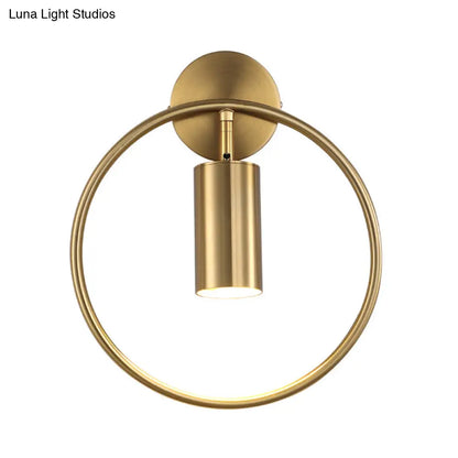 DecorBites™ Postmodern Metallic Wall Mount Sconce Light with Halo Ring - 1 Head Bedside Solution