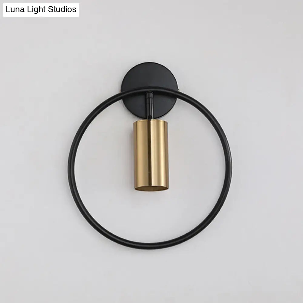 DecorBites™ Postmodern Metallic Wall Mount Sconce Light with Halo Ring - 1 Head Bedside Solution