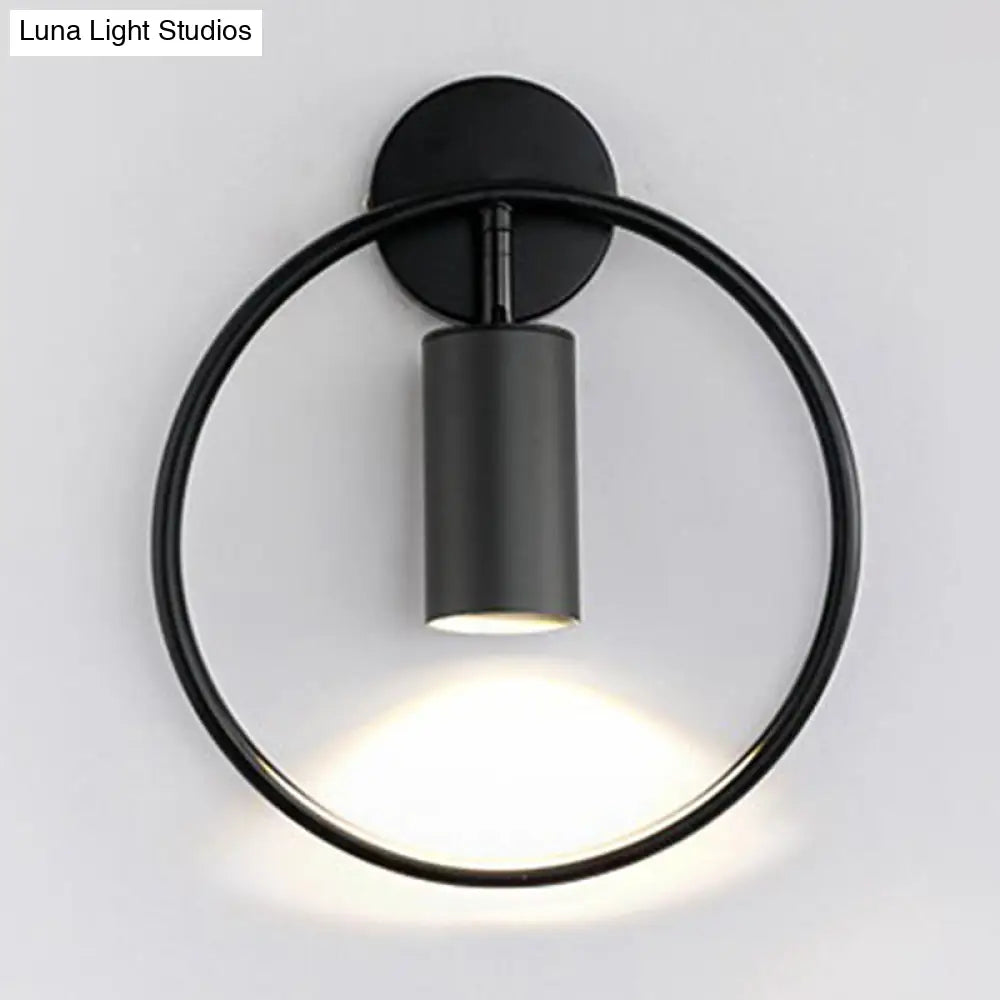 DecorBites™ Postmodern Metallic Wall Mount Sconce Light with Halo Ring - 1 Head Bedside Solution