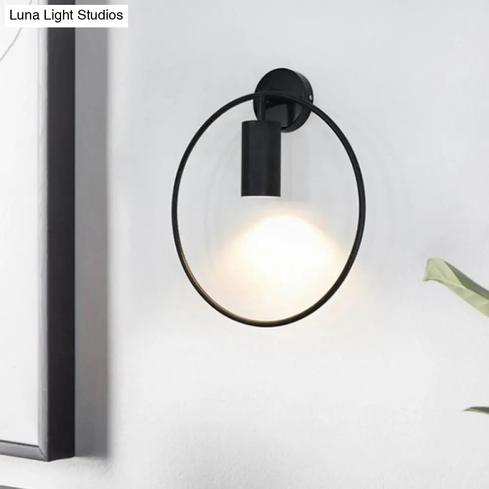 DecorBites™ Postmodern Metallic Wall Mount Sconce Light with Halo Ring - 1 Head Bedside Solution