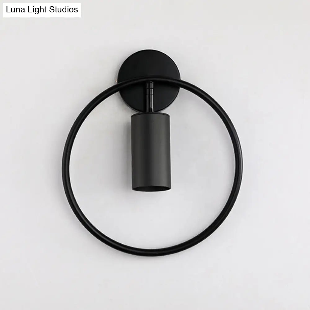 DecorBites™ Postmodern Metallic Wall Mount Sconce Light with Halo Ring - 1 Head Bedside Solution