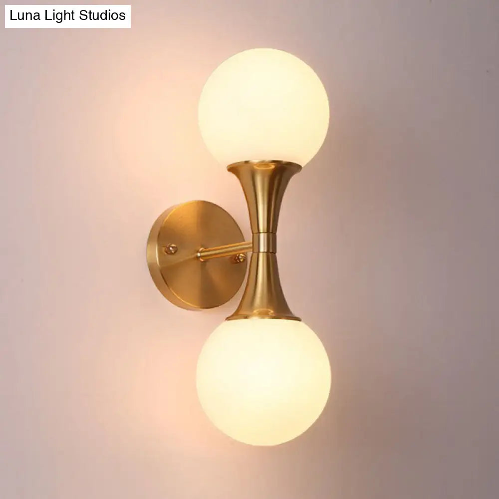 DecorBites™ Postmodern Milk Glass Spherical Wall Lamp in Gold - Living Room Wall Lighting