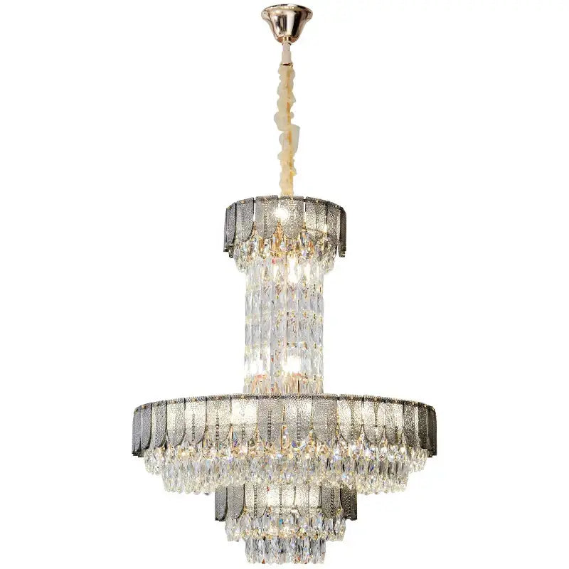 Postmodern multi-layer black crystal chandelier living room light