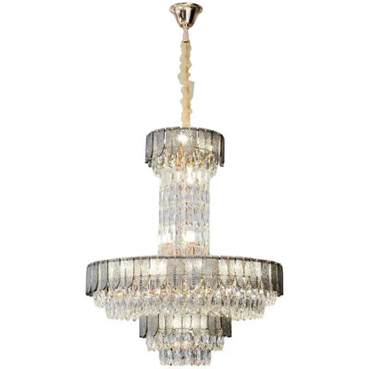 Postmodern multi-layer black crystal chandelier living room light