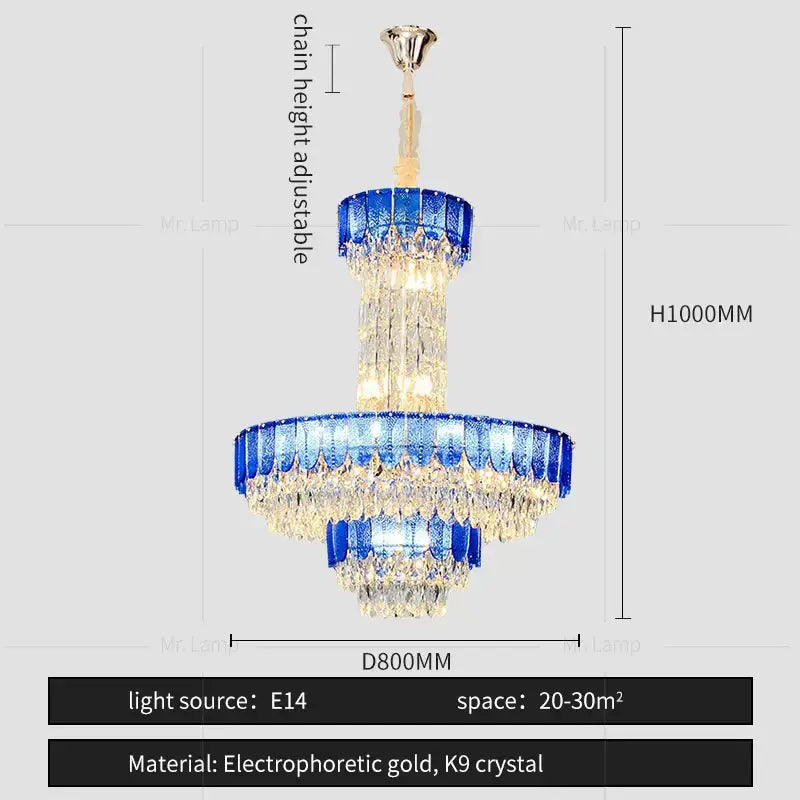 Postmodern multi-layer black crystal chandelier living room light