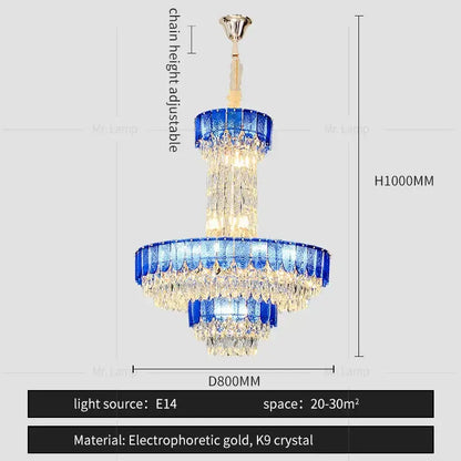 Postmodern multi-layer black crystal chandelier living room light