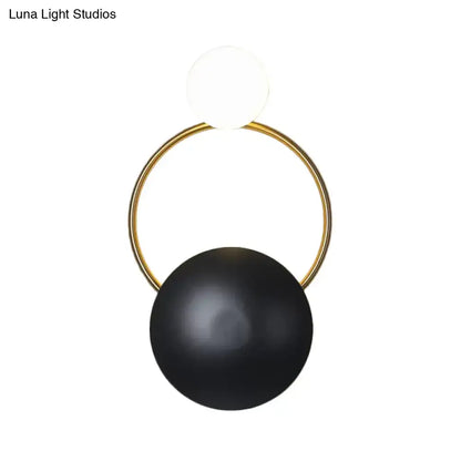 Postmodern orbital flush mount black & gold sconce for bedroom