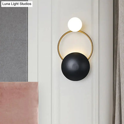 Postmodern orbital flush mount black & gold sconce for bedroom