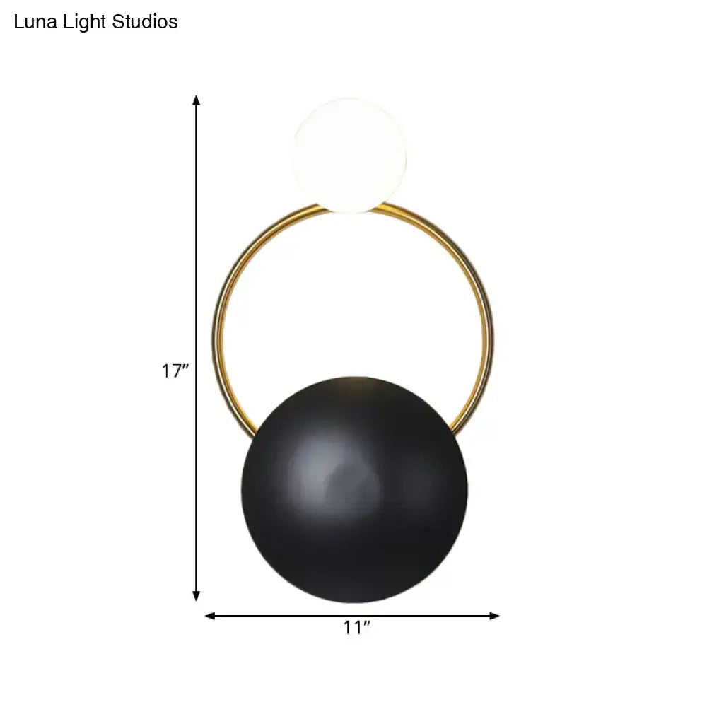 Postmodern orbital flush mount black & gold sconce for bedroom