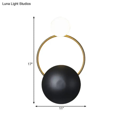 Postmodern orbital flush mount black & gold sconce for bedroom