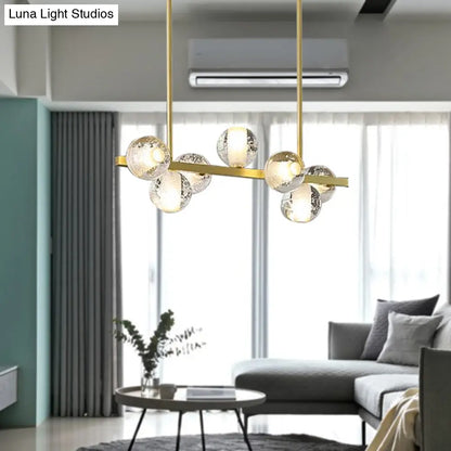 DecorBites™ Postmodern Seeded Crystal Suspension Globe Light with 6 Heads - Ideal for Dining Rooms