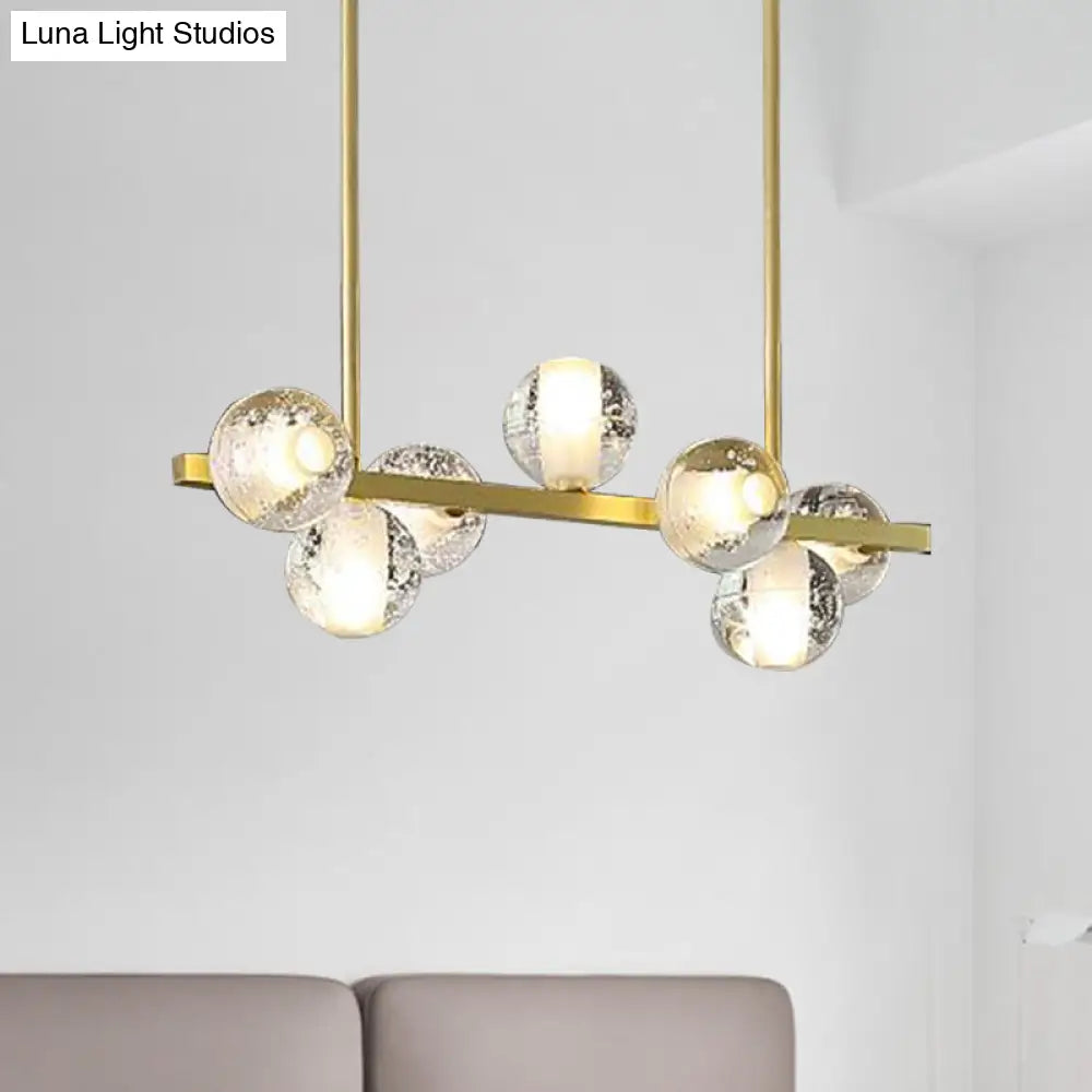 DecorBites™ Postmodern Seeded Crystal Suspension Globe Light with 6 Heads - Ideal for Dining Rooms
