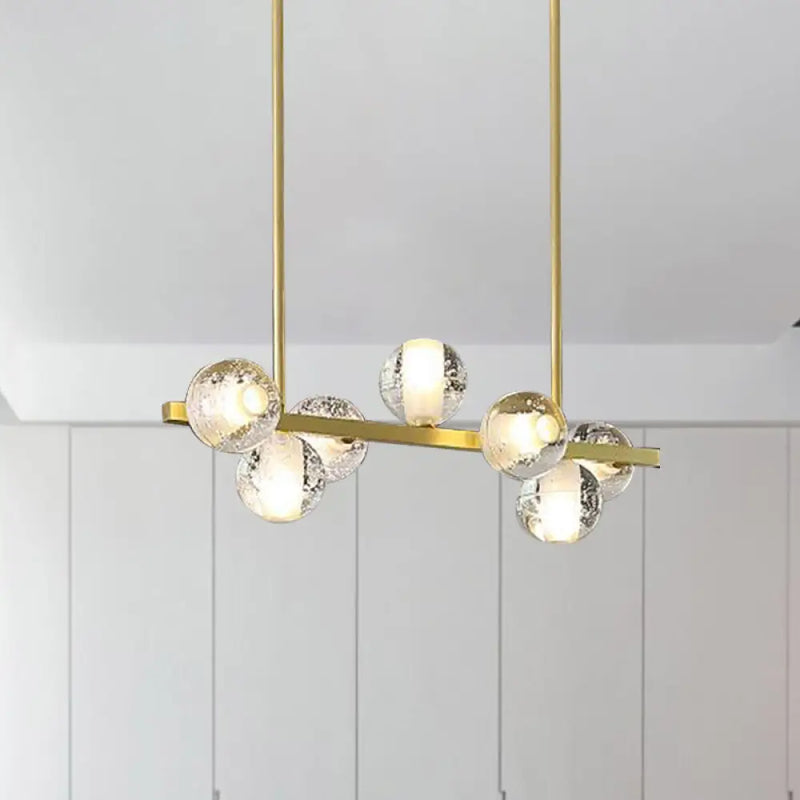DecorBites™ Postmodern Seeded Crystal Suspension Globe Light with 6 Heads - Ideal for Dining Rooms