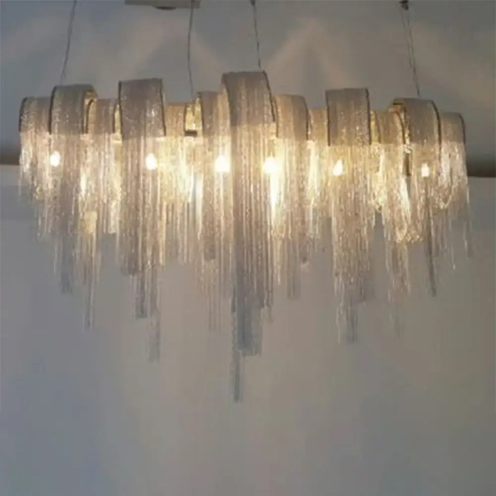 Postmodern silver arch aluminum chain chandelier lobby suspension light