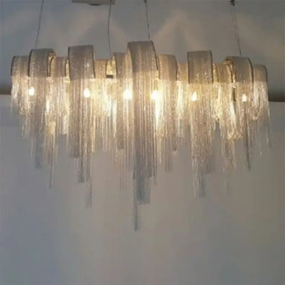 Postmodern silver arch aluminum chain chandelier lobby suspension light