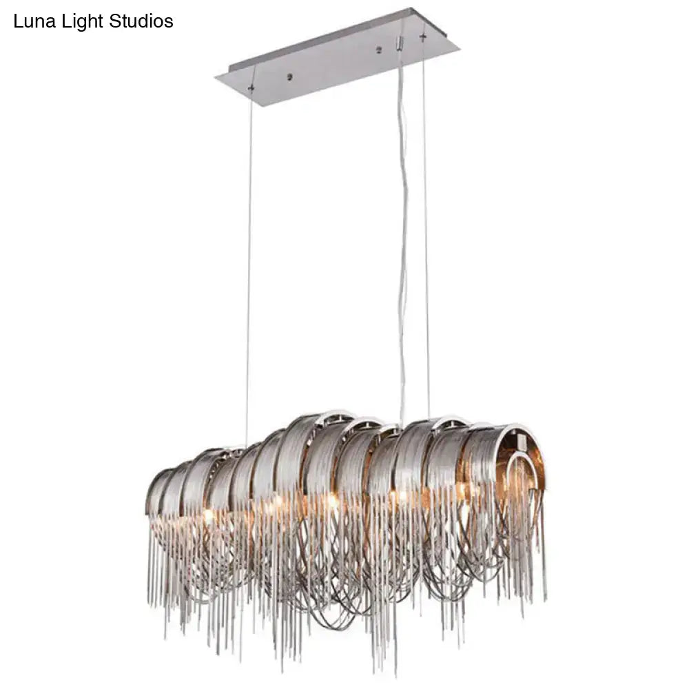 Postmodern silver arch aluminum chain chandelier lobby suspension light