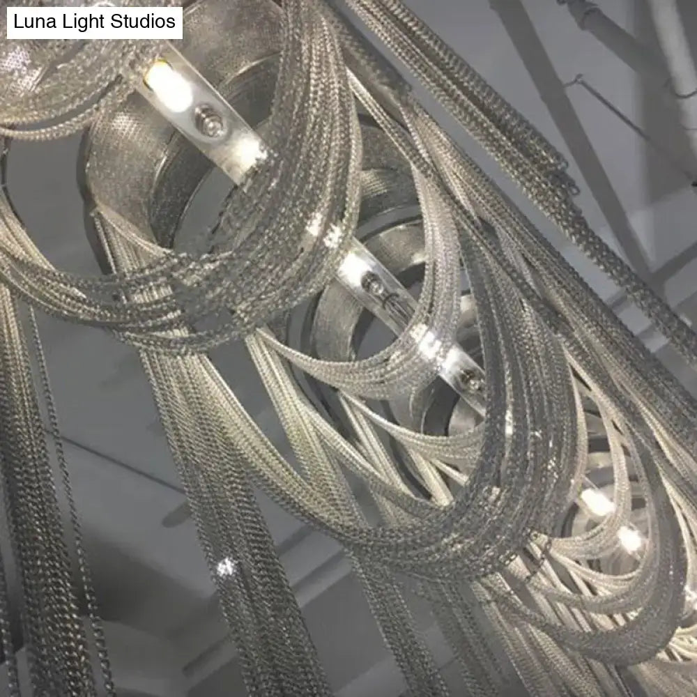 Postmodern silver arch aluminum chain chandelier lobby suspension light
