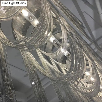 Postmodern silver arch aluminum chain chandelier lobby suspension light