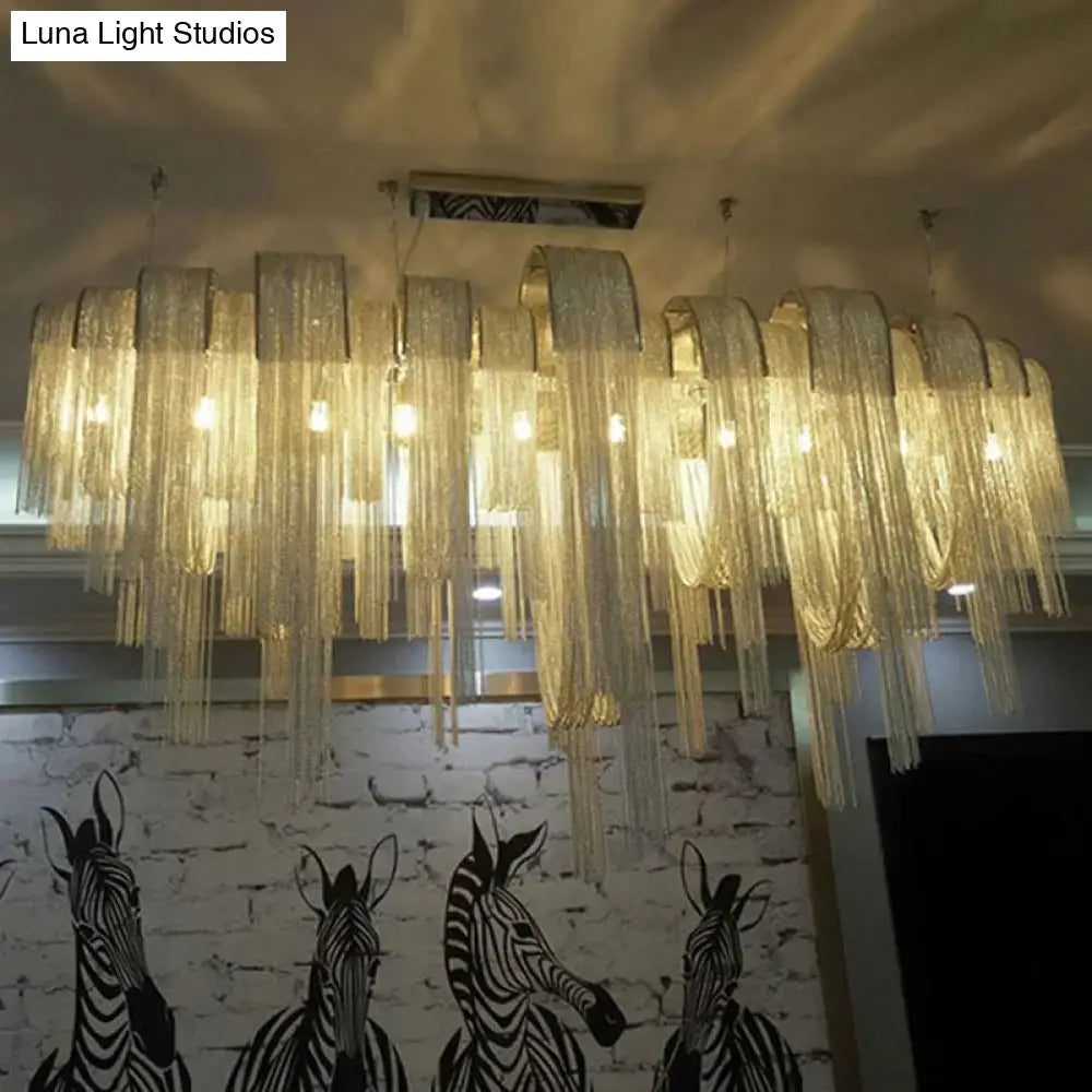 Postmodern silver arch aluminum chain chandelier lobby suspension light