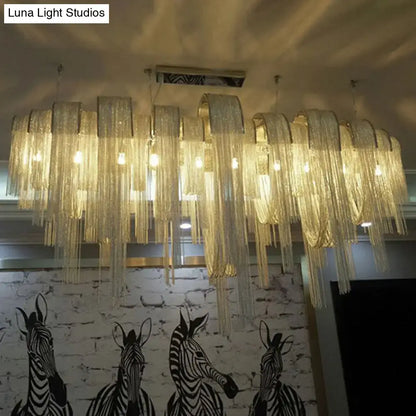 Postmodern silver arch aluminum chain chandelier lobby suspension light