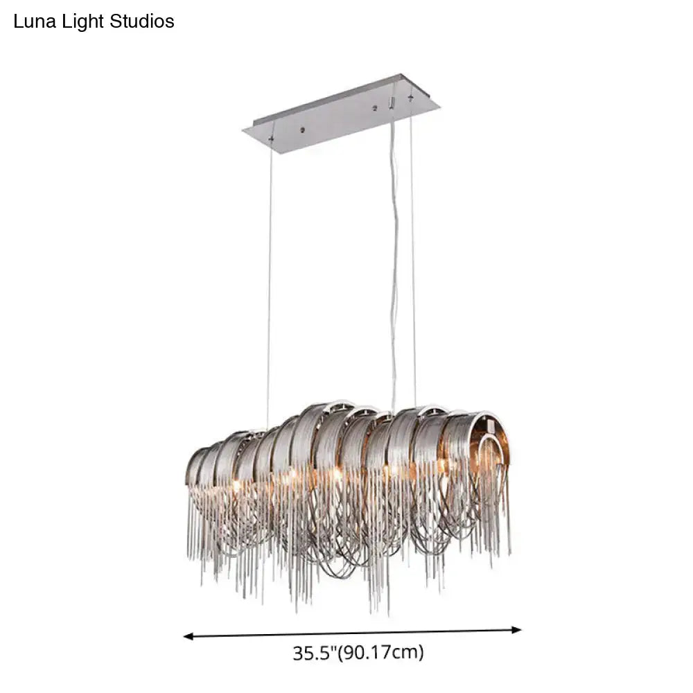 Postmodern silver arch aluminum chain chandelier lobby suspension light