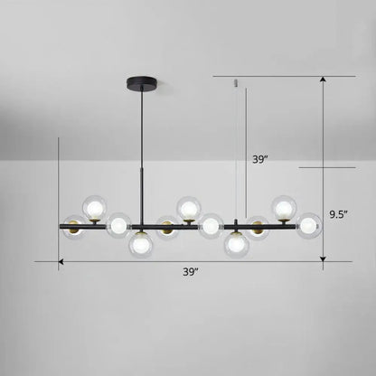 Postmodern smoke grey glass globe chandelier dining room light