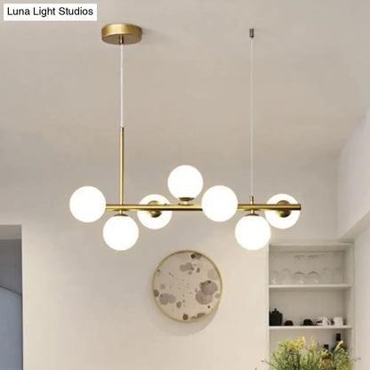 Postmodern smoke grey glass globe chandelier dining room light