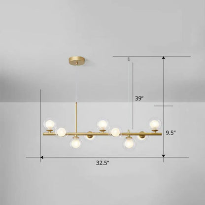 Postmodern smoke grey glass globe chandelier dining room light