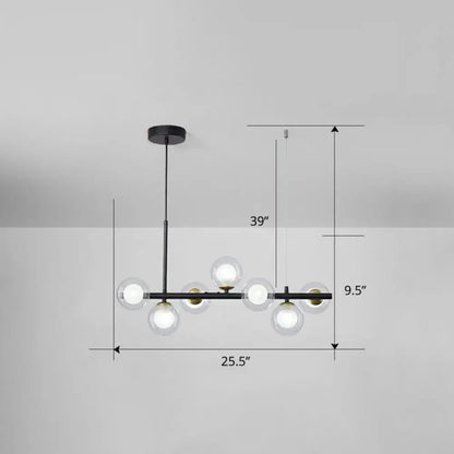Postmodern smoke grey glass globe chandelier dining room light