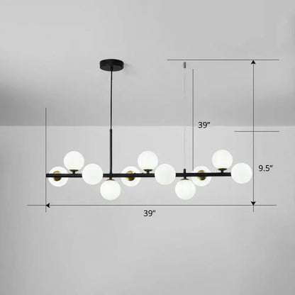 Postmodern smoke grey glass globe chandelier dining room light