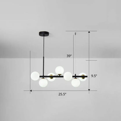 Postmodern smoke grey glass globe chandelier dining room light