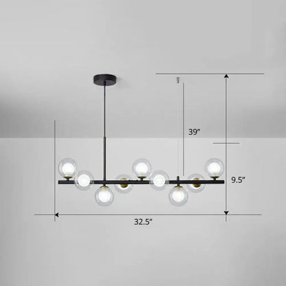 Postmodern smoke grey glass globe chandelier dining room light