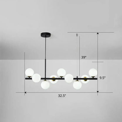 Postmodern smoke grey glass globe chandelier dining room light