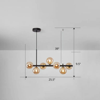Postmodern smoke grey glass globe chandelier dining room light